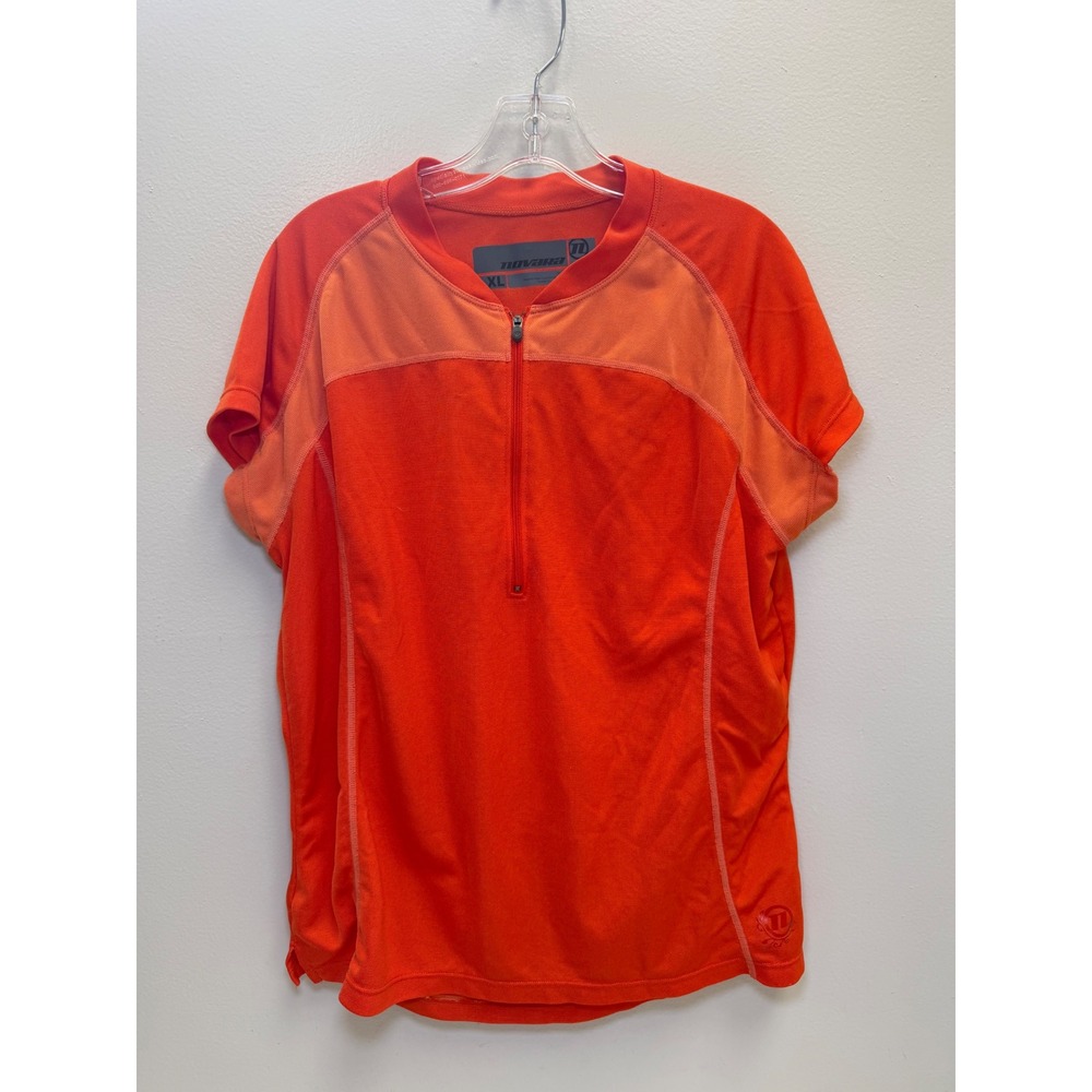 Novara Womens XL Cycling Jersey Orange Coral Quarter Zip Short Sleeve Bike Top